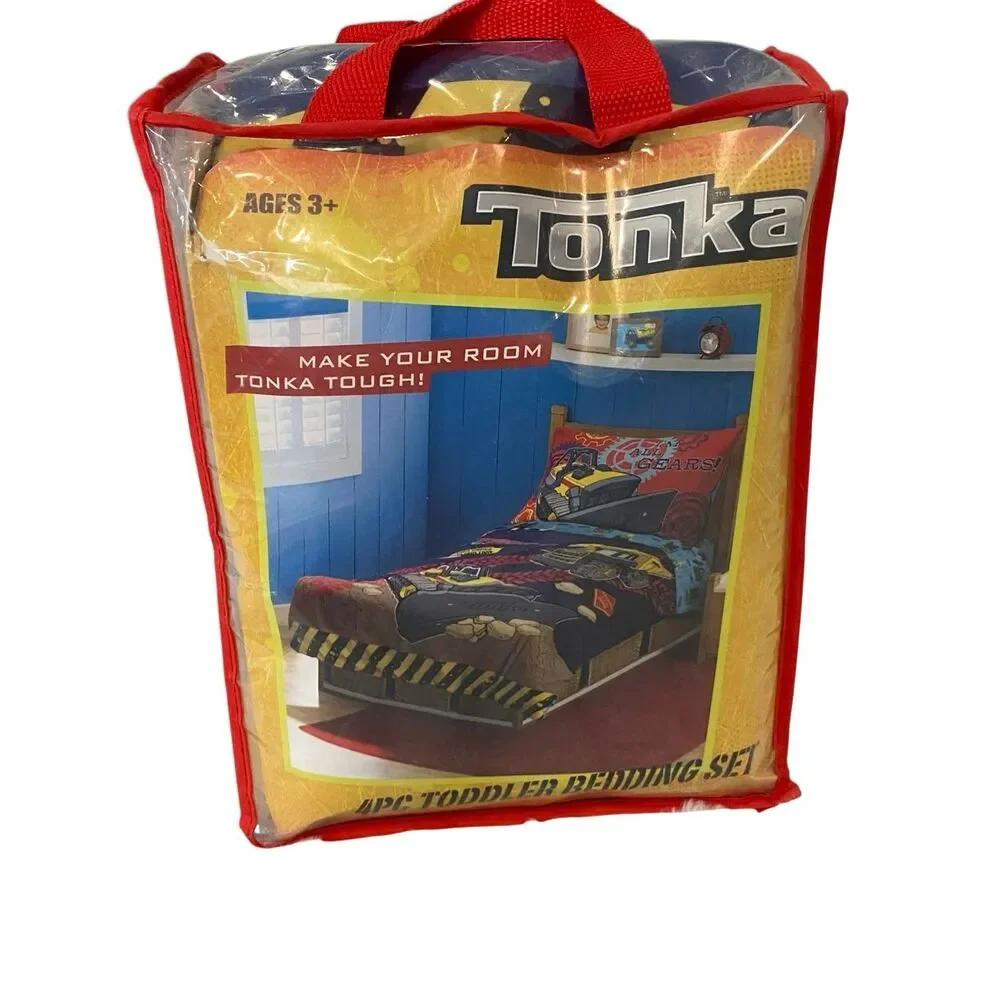 Tonka Toddler Bedding Set 4Pc Construction Truck Sheet Pillowcase Quilt Boys